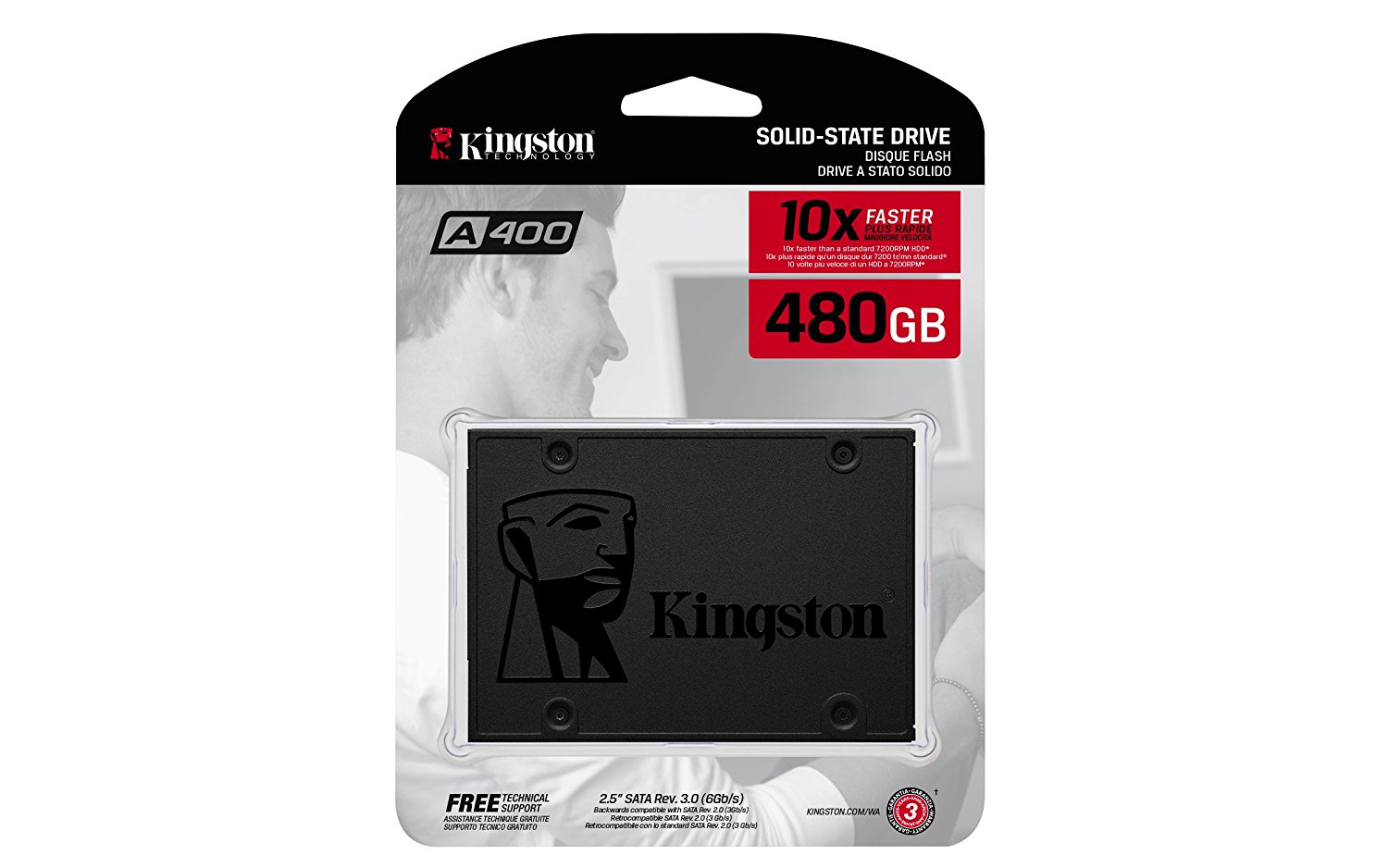 SSD KINGSTON A400 DA 480GB SA400S37/480G, SATA III, 500MBPS IN LETTURA E 450MBPS IN SCRITTURA
